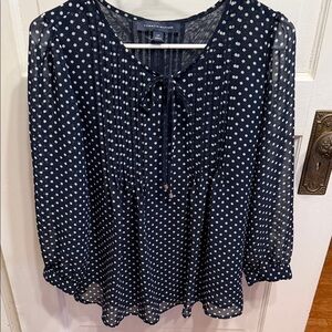 Tommy Hilfiger Dark Blue Polka Dot Blouse